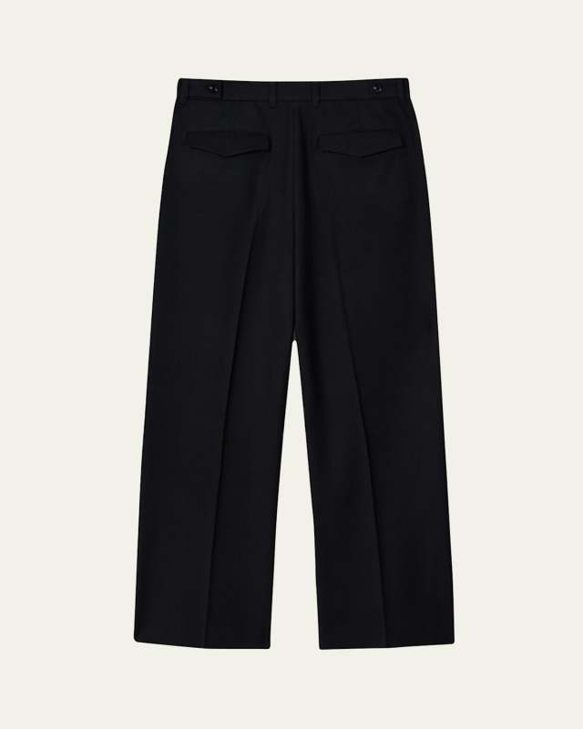 Light Wool Wide Pleated Trousers